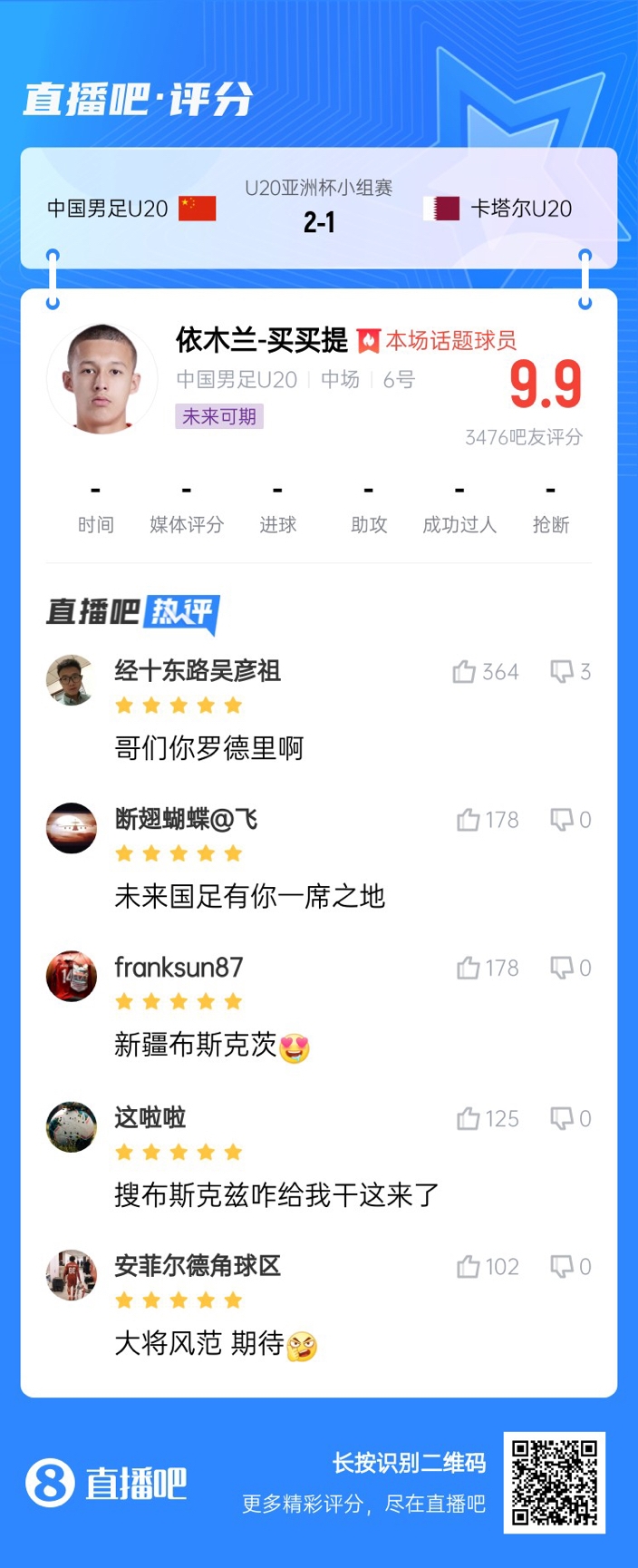  依木蘭+陳澤仕泰山中場連線！19歲依木蘭獲封：新疆布斯克茨！