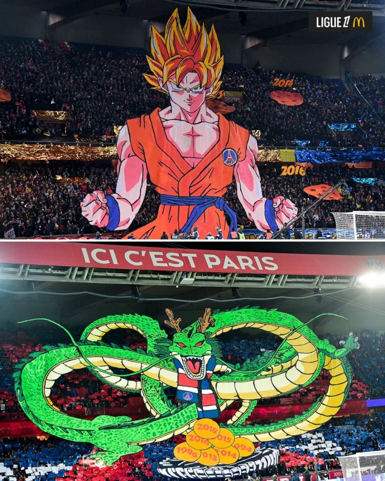 逝世一周年，法甲官推曬昔日巴黎主場龍珠TIFO：鳥山明經(jīng)典永存