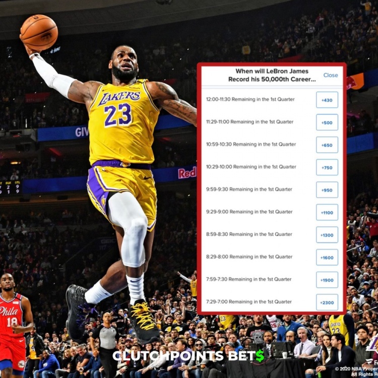  僅差1分！詹姆斯今日何時破五萬分賠率：開場30秒內(nèi)最被看好