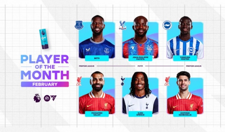  英超2月最佳候選：貝托、馬特塔、明特、薩拉赫、斯賓塞、索博