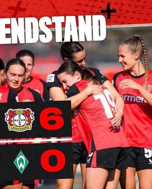  勒沃庫森女足6-0云達(dá)不來梅女足，沈夢露首發(fā)出場59分鐘