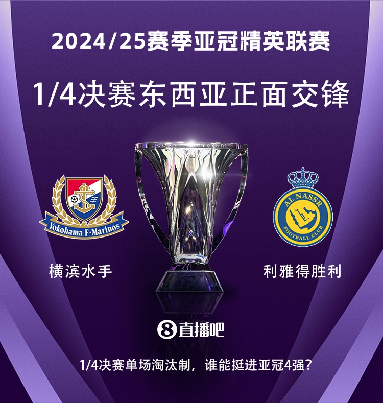 亞冠1/4決賽對(duì)陣：利雅得勝利vs橫濱水手，C羅vs安德森-洛佩斯！