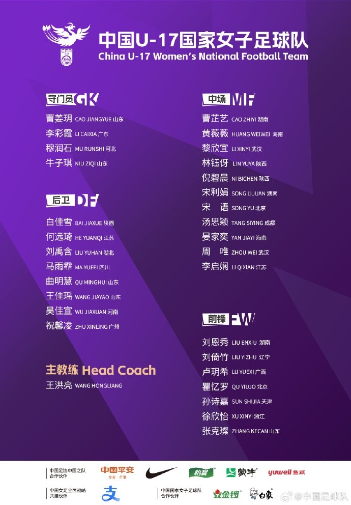  U17女足30人將在蘇州集訓(xùn)備戰(zhàn)世界杯，姜寧、朱挺擔(dān)任訓(xùn)練員